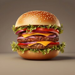Delicious Cheeseburger with Fresh Ingredients Juicy Beef Burger with Lettuce, Tomato and Cheese