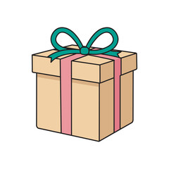 Gift Box Present Celebration Surprise Cartoon Vector Icon Illustration. Miscellaneous Objects Icon Concept Isolated Premium Vector. Flat Cartoon Style
