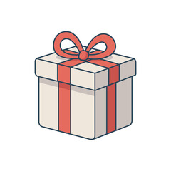 Gift Box Bow Present Celebration Surprise Cartoon Vector Icon Illustration. Miscellaneous Objects Icon Concept Isolated Premium Vector. Flat Cartoon Style