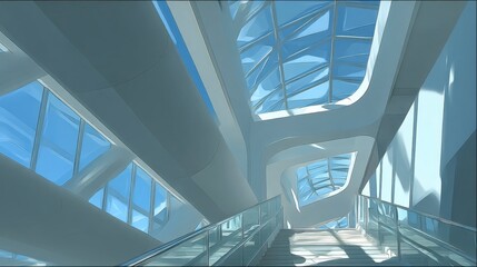 Obraz premium Abstract Composition of Modern Public Transit Architecture Interior