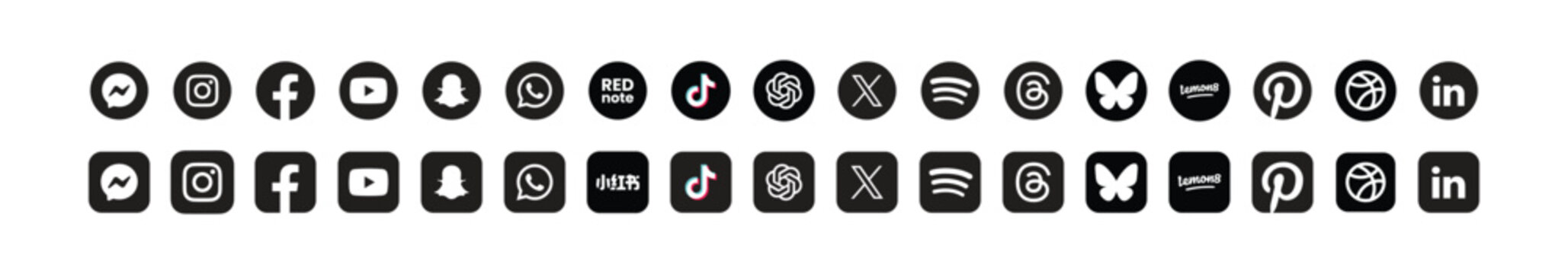 popular social media logos vector icon set of for editorial use	
