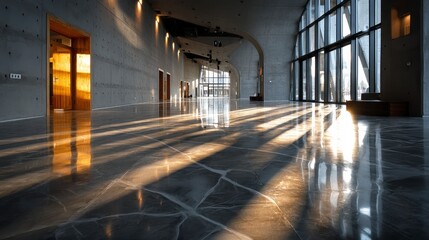 Fototapeta premium Bright and Spacious Hall with Linear Perspective and Empty Space
