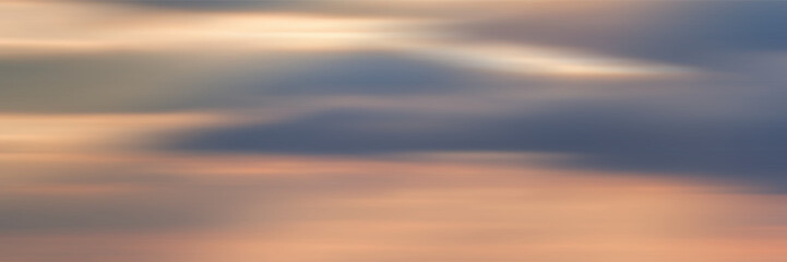 Panoramic view of the sunset sky, picturesque layered clouds, natural background, vector design