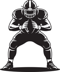Football player ready to snap the ball, powerful stance