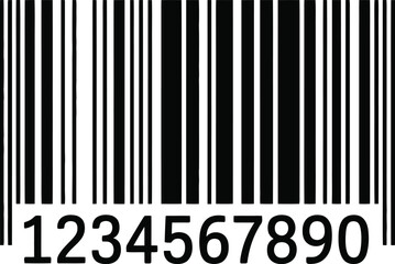 Barcode with Numbering, Black Vertical Lines on White Isolated Transparent