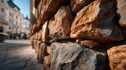 Detailed View of Stone Wall in Historic Public Building Setting