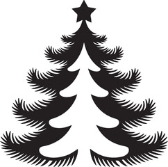 Obraz premium Simple Black Christmas Tree Silhouette with Star