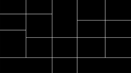 Old elegant album for 17 pictures. Vector collage template on black background. Futuristic layout for gallery photo. Image frame for mood board. Memory wall.