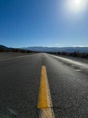 Mountains and Empty scenic highway in Nevada, USA. High quality photo