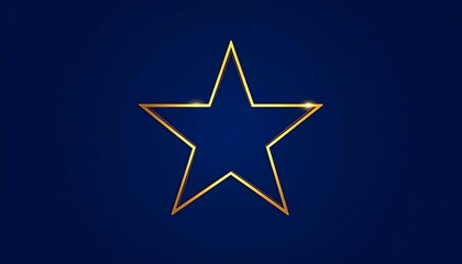 Obraz premium Minimalist Gold Star Outline on Dark Blue Cosmic Background