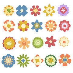 Colorful Decorative Flower Vector Set