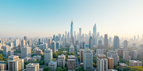 Fototapeta premium Green Energy City Skyline with Solar Roofs in 2:1 Wide Panorama