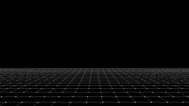 Technology perspective grid in infinity. Abstract digital wireframe floor with lines. Futuristic texture pattern with green mesh. Background a digital space. Flooring illustration.