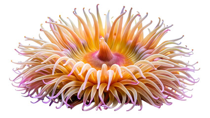 Beautiful Sea Anemone Isolated on White Background as Transparent. PNG. AI GENERATED