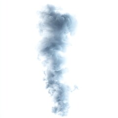 Vertical plume of light gray smoke against white