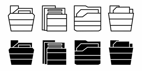 Folders. Vector collection of folders icon illustrations. Black icon design.
