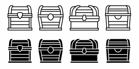 Chest. Vector collection of chest icon illustrations. Black icon design.