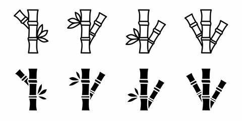 Bamboo. Vector collection of bamboo icon illustrations. Black icon design.