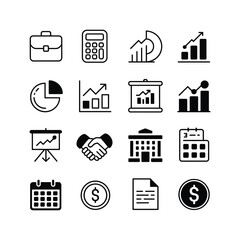 Collection of hand drawn business and finance icons