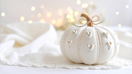 ハートの刺繍の布のかわいいハロウィンかぼちゃ