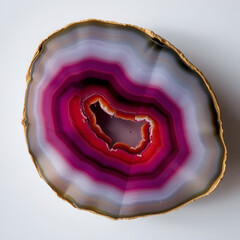 Fototapeta premium Cross section of agate. Multicolored silica bands colored with metal oxides are visible. Origin: Rudno near Krakow, Poland.