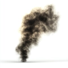 Dense, dark brown smoke plume against white background