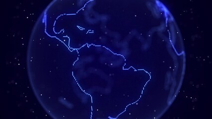 Virtual security blue planet Earth managing ai. Abstract network connection on digital background. Technology processing data in galaxy. Futuristic 3D wireframe sphere. Globe polygon. 3D rendering. - Powered by Adobe