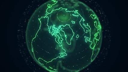 Virtual security green planet Earth managing ai. Abstract network connection on digital background. Technology processing data in galaxy. Futuristic 3D wireframe sphere. Globe polygon. 3D rendering. - Powered by Adobe