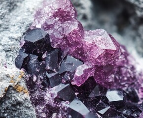 Macro mineral stone lepidolite on a white background