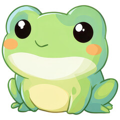 Fototapeta premium Smiling frog: A charming, cartoon-style depiction of a frog, radiating cuteness with its big eyes and soft features.