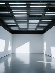 Fototapeta premium Modern Gallery Space with Geometric Light Patterns
