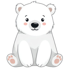 Obraz premium Cheerful polar bear cub : A cute and cuddly polar bear cub sits, its adorable appearance, embodies the pure innocence and joy of the Arctic.