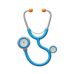 Bright blue pediatric stethoscope with orange ear tips and detailed diaphragms isolated on transparent background