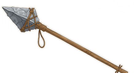 A spear from the Stone Age" atau "A Stone Age spear