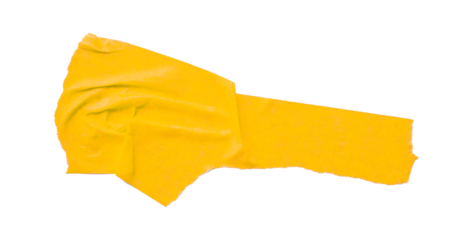 Yellow torn paper tape isolated on transparent background