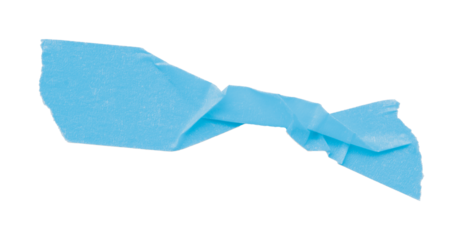 Light blue torn paper tape isolated on transparent background