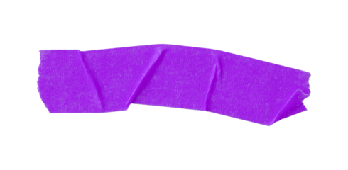 Separate purple torn paper tape on transparent background