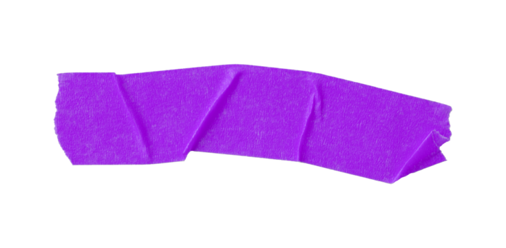 Separate purple torn paper tape on transparent background