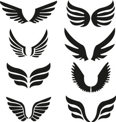 set of wings, wings set vector, Wing Logo Vector Set