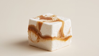 Caramel Topped Marshmallow Cube, A Sweet Treat for Dessert, Perfect Indulgence.