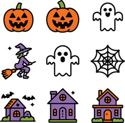Obraz premium halloween icons bundle set transparent background