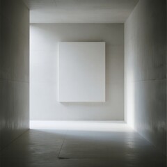 Minimalist Room with White Canvas on Wall