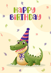 African birthday card featuring a crocodile