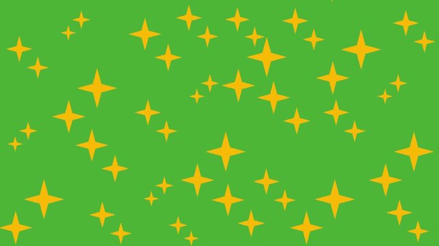 Twinkling golden star animation set, cartoon, white blinking shining stars animated cartoon on transparent green screen background.