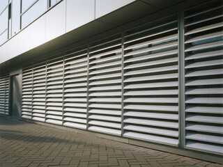 Obraz premium Modern Building Facade with Louvered Panels