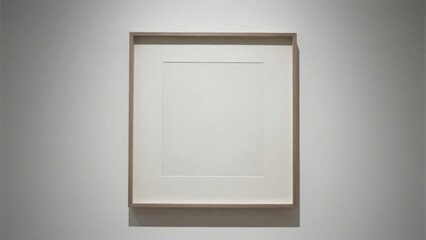 Minimalist Framed Artwork with White Canvas and Subtle Horizontal Line
