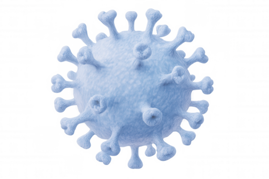 3d rendering depicting virus cell surface proteins, detailed structural model revealing viral morphology against transparent backdrop