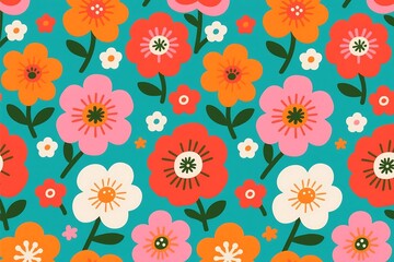 Seamless floral pattern with pink flowers and leaves for wallpaper and fabric design
