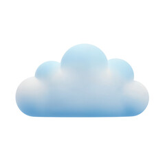 A soft fluffy light blue cloud with rounded edges isolated on a transparent background for design isolated on transparent background