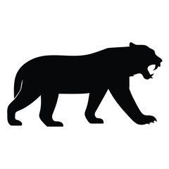 Angry Tiger Silhouette Bold Wild Animal Line Art Vector for Logos and Prints